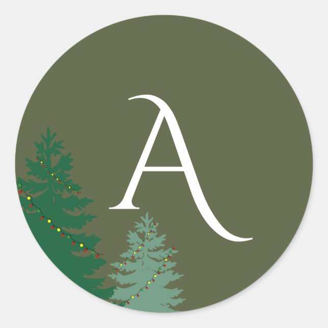 Adesivo Redondo Monograma de Feriado de Estação Encantado (Frente)