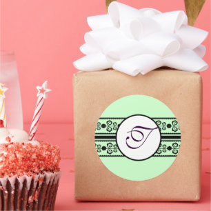 Adesivo Redondo Monograma de Fronteiras de Casamento