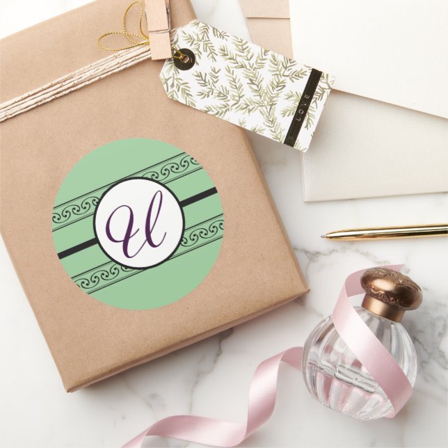 Adesivo Redondo Monograma de Fronteiras de Casamento (Presentear)