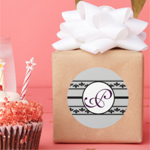 Adesivo Redondo Monograma de Fronteiras de Casamento