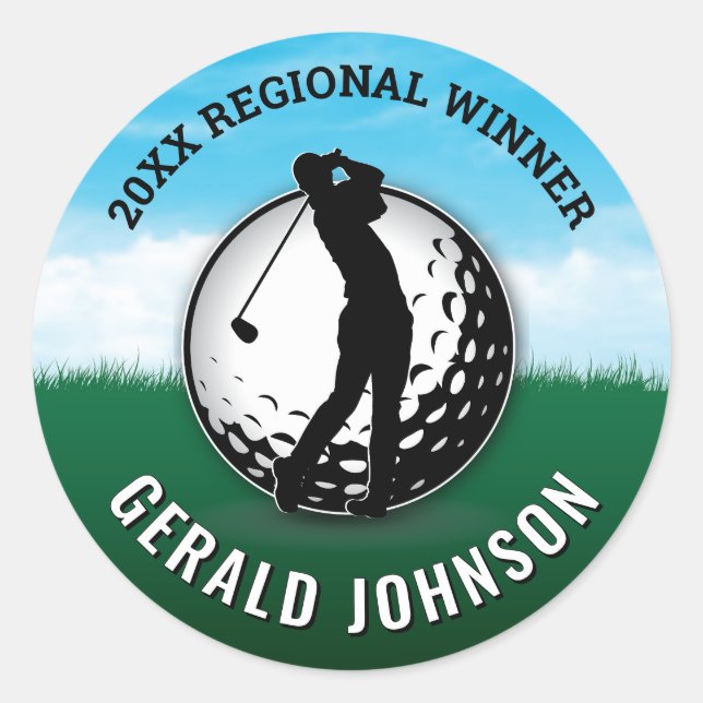 Adesivo Redondo Monograma de Golfe de Homens Personalizados Minima (Frente)