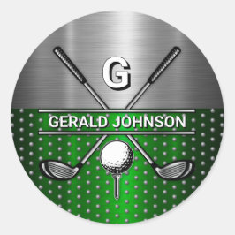 Adesivo Redondo Monograma de golfe elegante personalizado