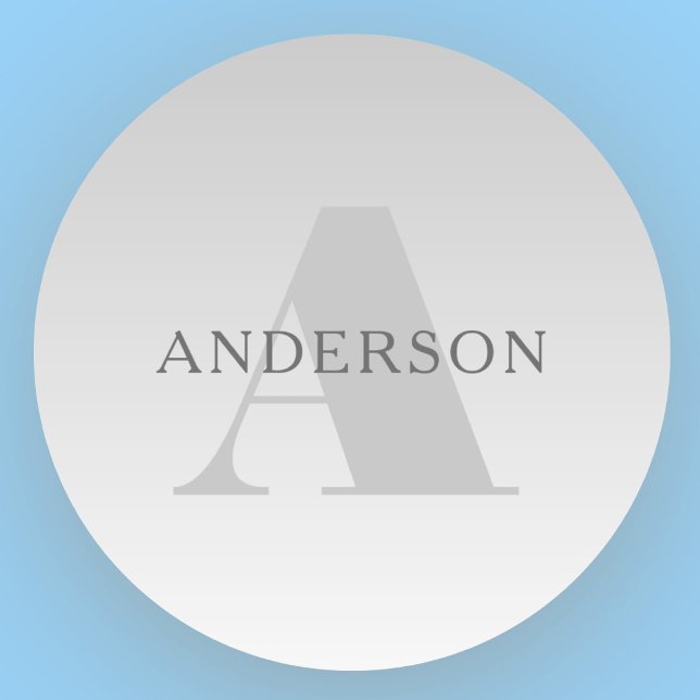 Adesivo Redondo Monograma de Gradação de Cinzas de Prata Falsa Ele (Criador carregado)