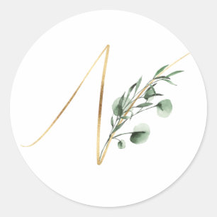 Adesivo Redondo Monograma de inverno - letra de Natal N