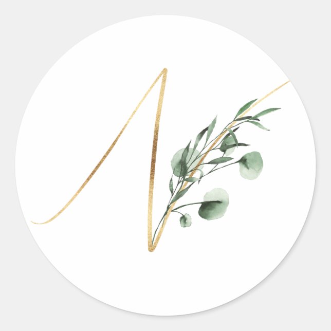 Adesivo Redondo Monograma de inverno - letra de Natal N (Frente)