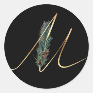 Adesivo Redondo monograma de inverno letra M