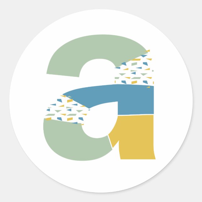 Adesivo Redondo Monograma de Letra A Abstrata Moderna Personalizad (Frente)