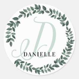 Adesivo Redondo Monograma de Letra D Nome Personalizado Botânica M