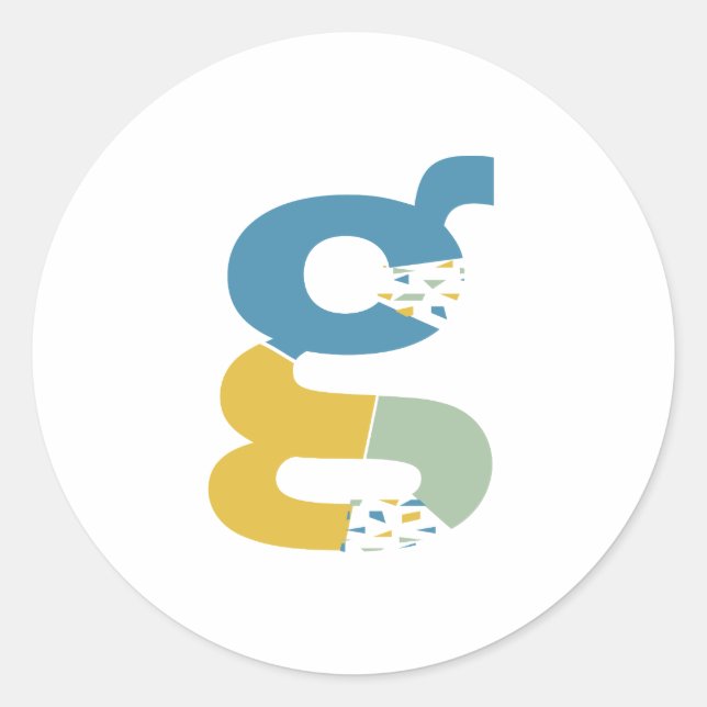 Adesivo Redondo Monograma de Letra G Abstrata Moderna Personalizad (Frente)