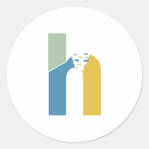 Adesivo Redondo Monograma de Letra H Abstrata Moderna Personalizad