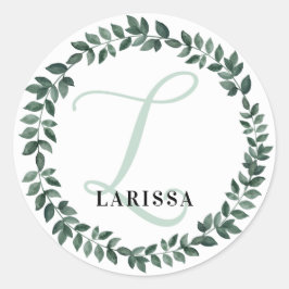 Adesivo Redondo Monograma de Letra L Nome Personalizado Botânico M