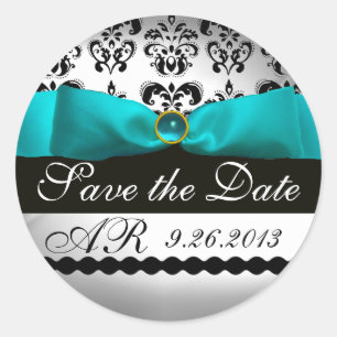 ADESIVO REDONDO MONOGRAMA DE MASSA NEGRA AZUL DE FITA BRANCA