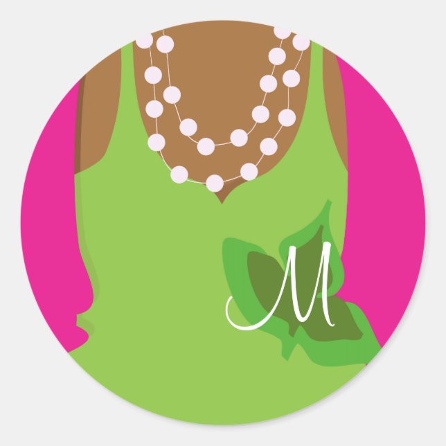 Adesivo Redondo Monograma de Meninas Bonito (Frente)