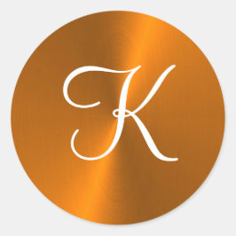 Adesivo Redondo Monograma de metal brilhante de bronze