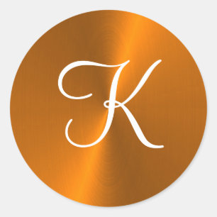 Adesivo Redondo Monograma de metal brilhante de bronze