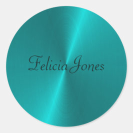 Adesivo Redondo Monograma de metal falso brilhante azul