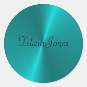 Adesivo Redondo Monograma de metal falso brilhante azul