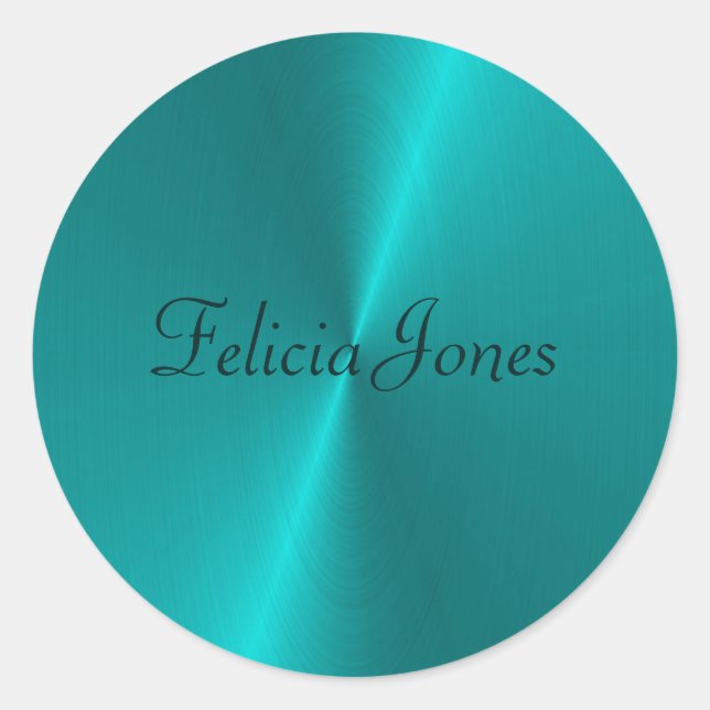 Adesivo Redondo Monograma de metal falso brilhante azul (Frente)