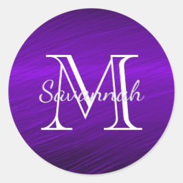 Adesivo Redondo Monograma de metal Faux roxo Elegante