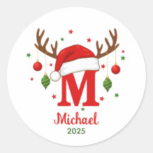 Monograma de Natal Personalizado M Chapéu de Papai