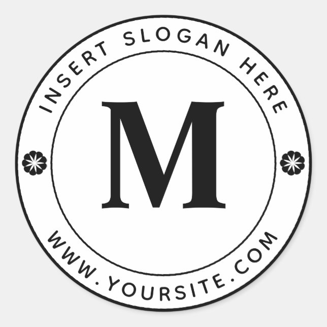 Adesivo Redondo Monograma de negócios personalizado (Frente)