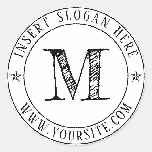Adesivo Redondo Monograma de negócios personalizado (Frente)