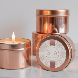 Adesivo Redondo Monograma de Noiva com Orquídea Rosa Po dusty Eleg