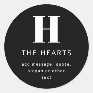 Adesivo Redondo Monograma de Nome e Mensagem Moderno Editável   Pr