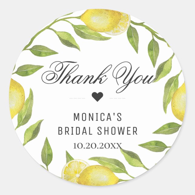 Adesivo Redondo Monograma de Nome Flora de Limões em Flor (Frente)