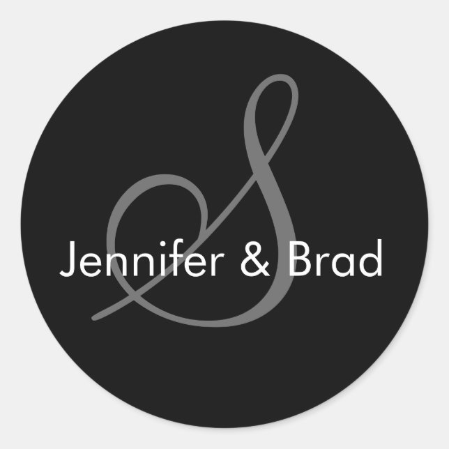 Adesivo Redondo Monograma de Nomes de Noite de Casamento (Frente)