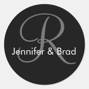 Adesivo Redondo Monograma de Nomes de Noite de Casamento R Sticker