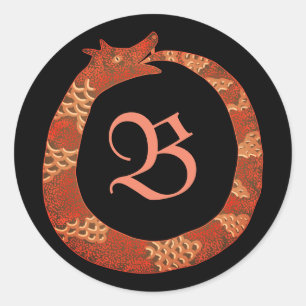 Adesivo Redondo Monograma de Ouroboros