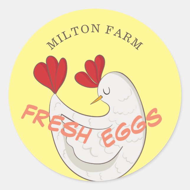 Adesivo Redondo monograma de ovos frescos com script fofo (Frente)