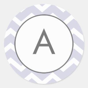 Adesivo Redondo Monograma de Padrão de Chevron Zig Roxo