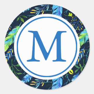 Adesivo Redondo Monograma de penas