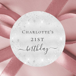 Adesivo Redondo Monograma de pó de prata de aniversário