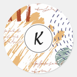 Adesivo Redondo Monograma de porta Abstrato Geométrico