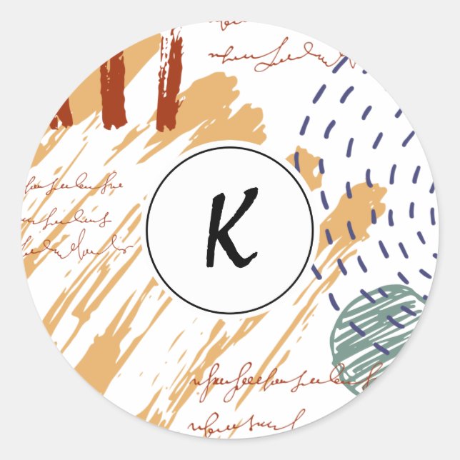 Adesivo Redondo Monograma de porta Abstrato Geométrico (Frente)