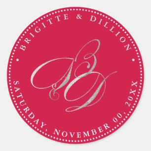 Adesivo Redondo Monograma de prata PixDezine Faux (A-Z)