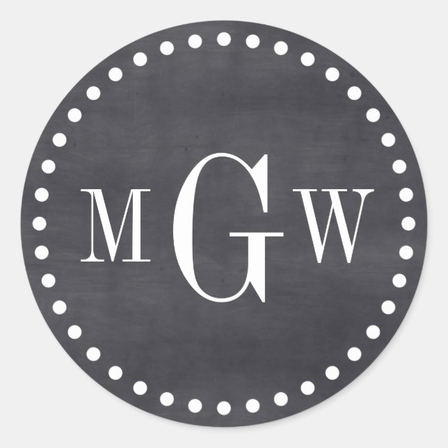 Adesivo Redondo Monograma de quadro negro Selos de envelopes para  (Frente)