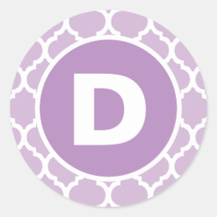 Adesivo Redondo Monograma de Quatrefoil Roxo