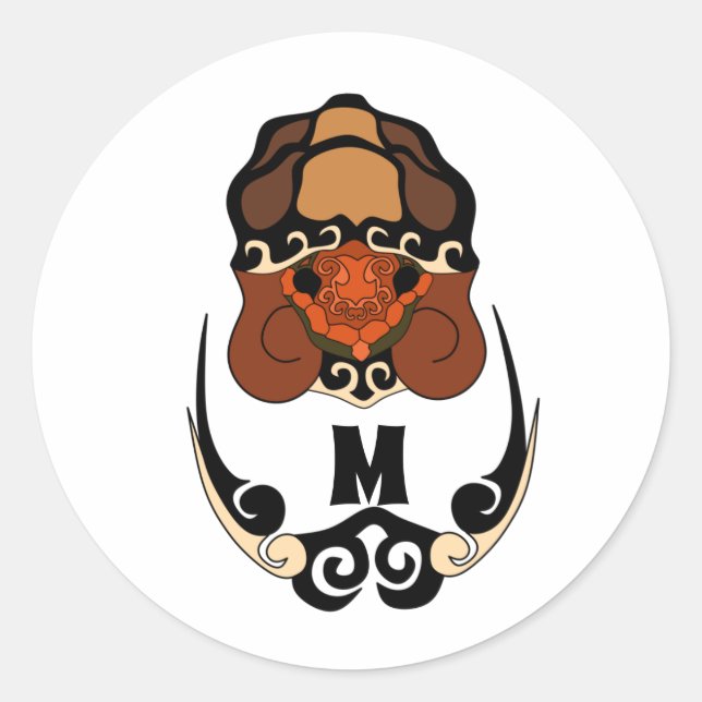 Adesivo Redondo Monograma de Refrigeração Tortoise Engraçado (Frente)