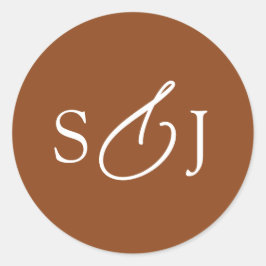 Adesivo Redondo Monograma de Script Elegante Mínimo