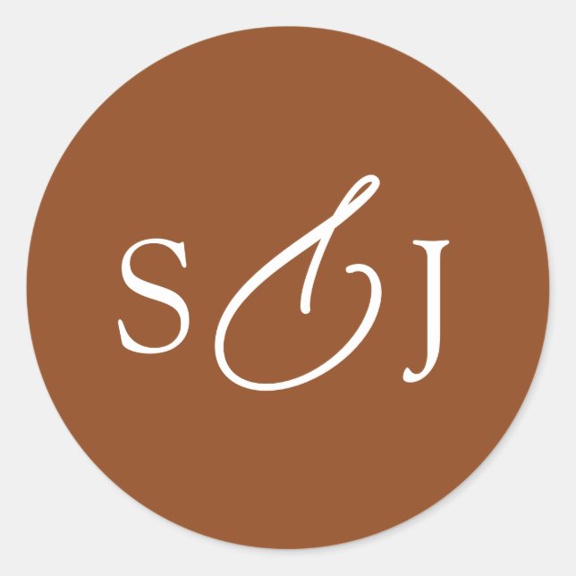 Adesivo Redondo Monograma de Script Elegante Mínimo (Frente)