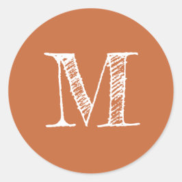 Adesivo Redondo Monograma de Script Moderno - Laranja Inicial Quei