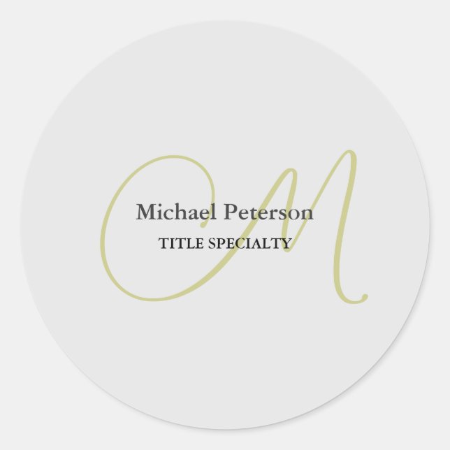 Adesivo Redondo Monograma de Script Sofisticado Moderno Inicial (Frente)