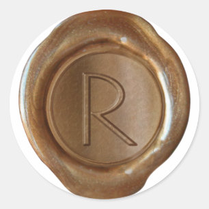 Adesivo Redondo Monograma de Selo de Cera - Cobre - ModernSlim R -