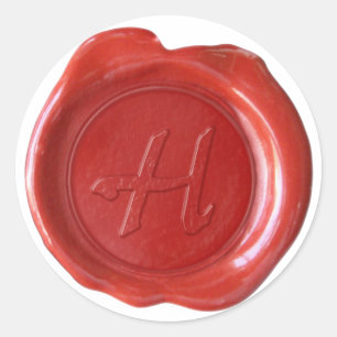 Adesivo Redondo Monograma de Selo de Cera - Vermelho - Artístico H