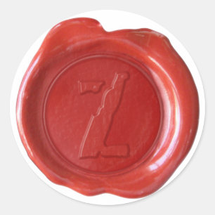 Adesivo Redondo Monograma de Selo de Cera - Vermelho - Boulder Z -
