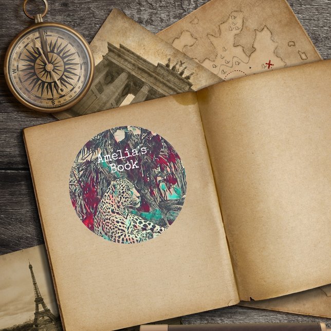 Adesivo Redondo Monograma de Selva de Gato (Criador carregado)